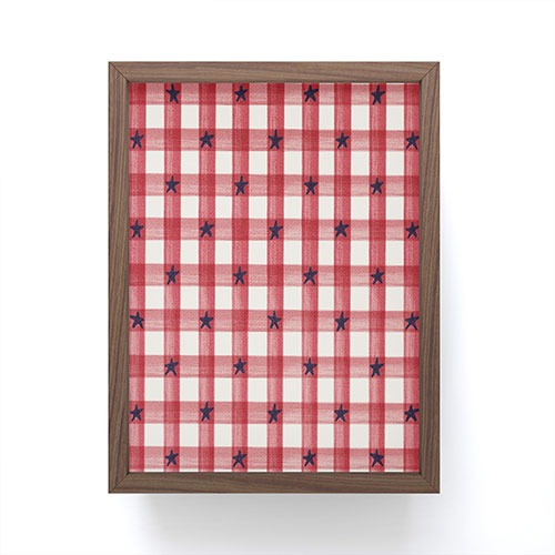 DENY Designs Red Gingham plus Stars Framed Mini Art Print