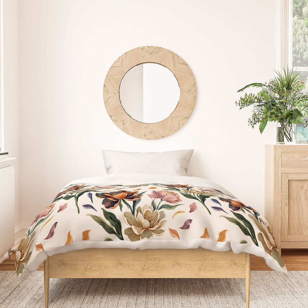 Marta Barragan Camarasa Hand Painted Peony Florals Duvet Cover