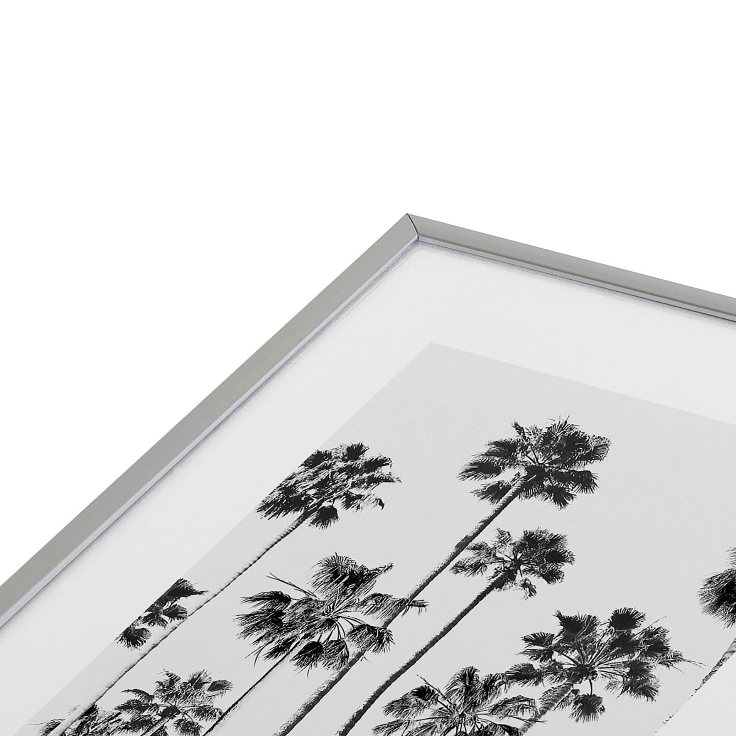 Gal Design Black And White Palms Metal Framed Art Print