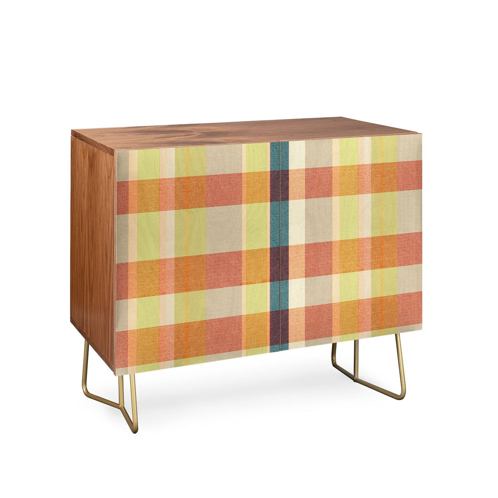 Marta Barragan Camarasa Retro Picnic Plaid Warm Tones Credenza