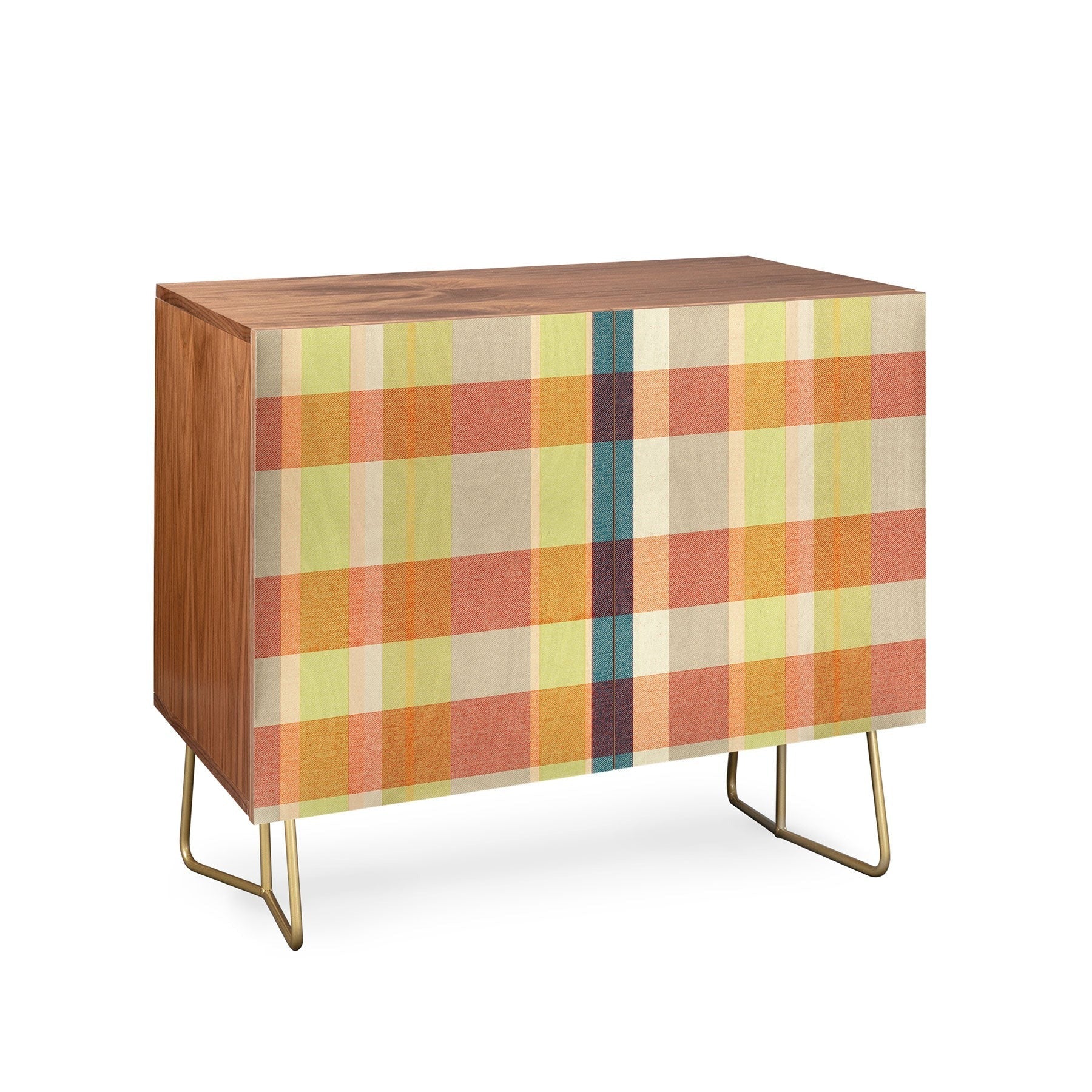 Marta Barragan Camarasa Retro Picnic Plaid Warm Tones Credenza