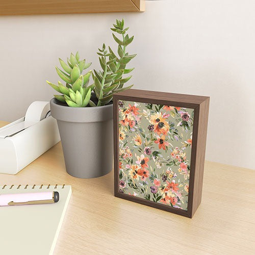 Ninola Design Botanic Retreat Painterly Tropical Flowers Sage Green Framed Mini Art Print