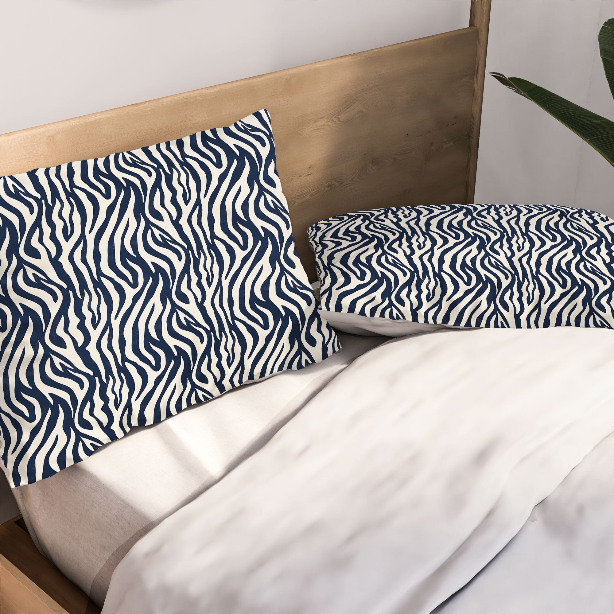 Avenie BR Navy Tiger Stripes Pillow Shams