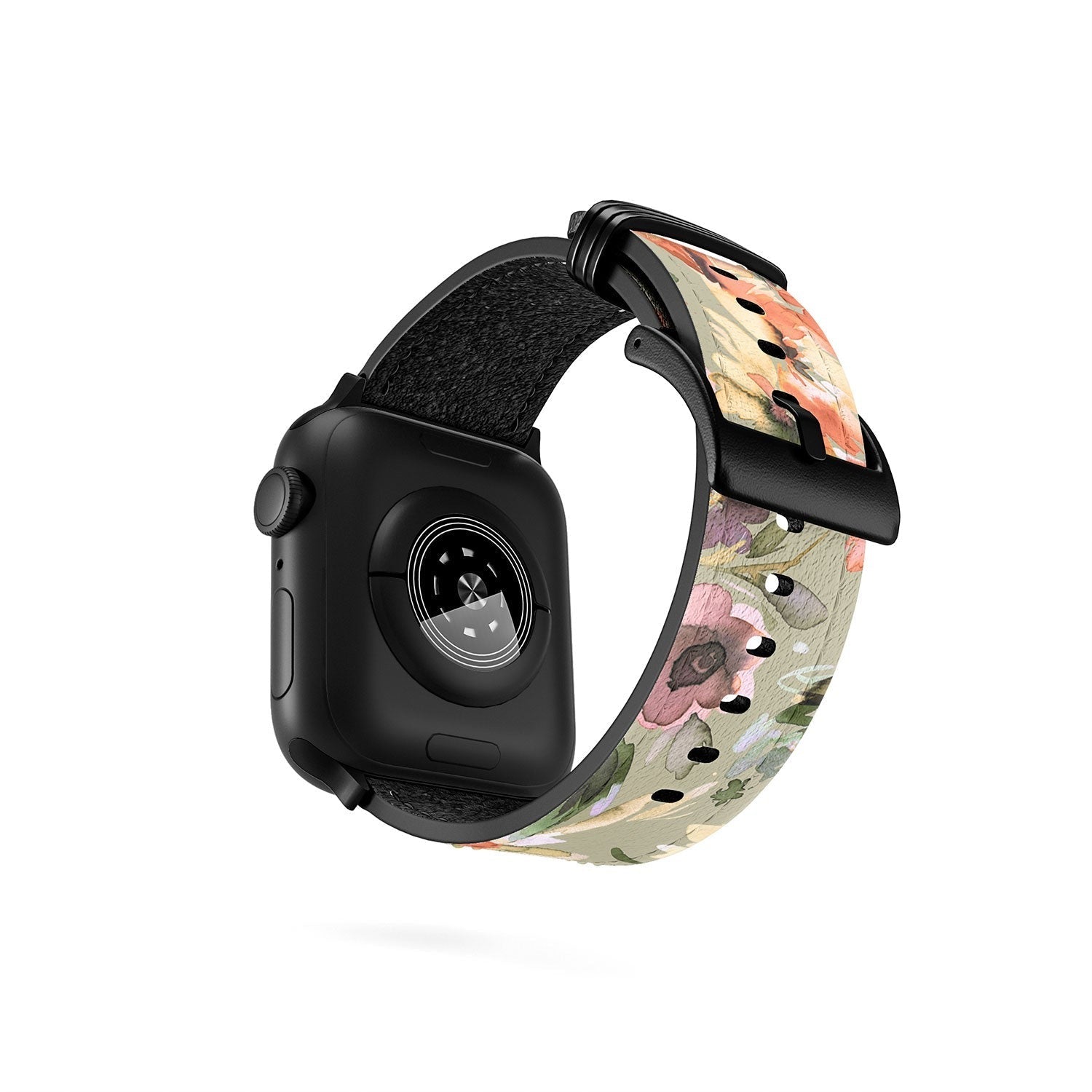 Ninola Design Botanic Retreat Painterly Tropical Flowers Sage Green Apple Watch Band
