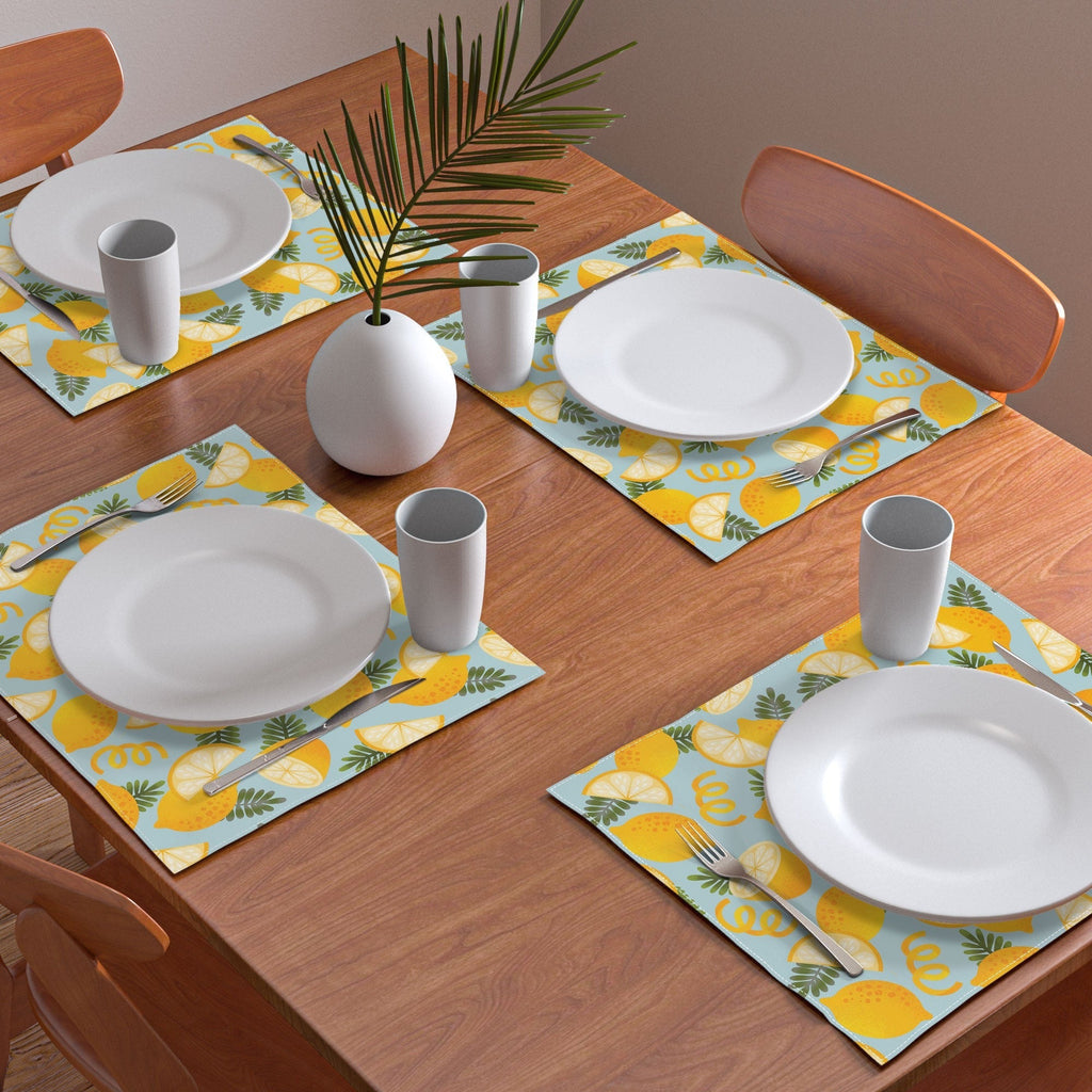 Jessica Molina Lemon Pattern on Sky Blue Placemat