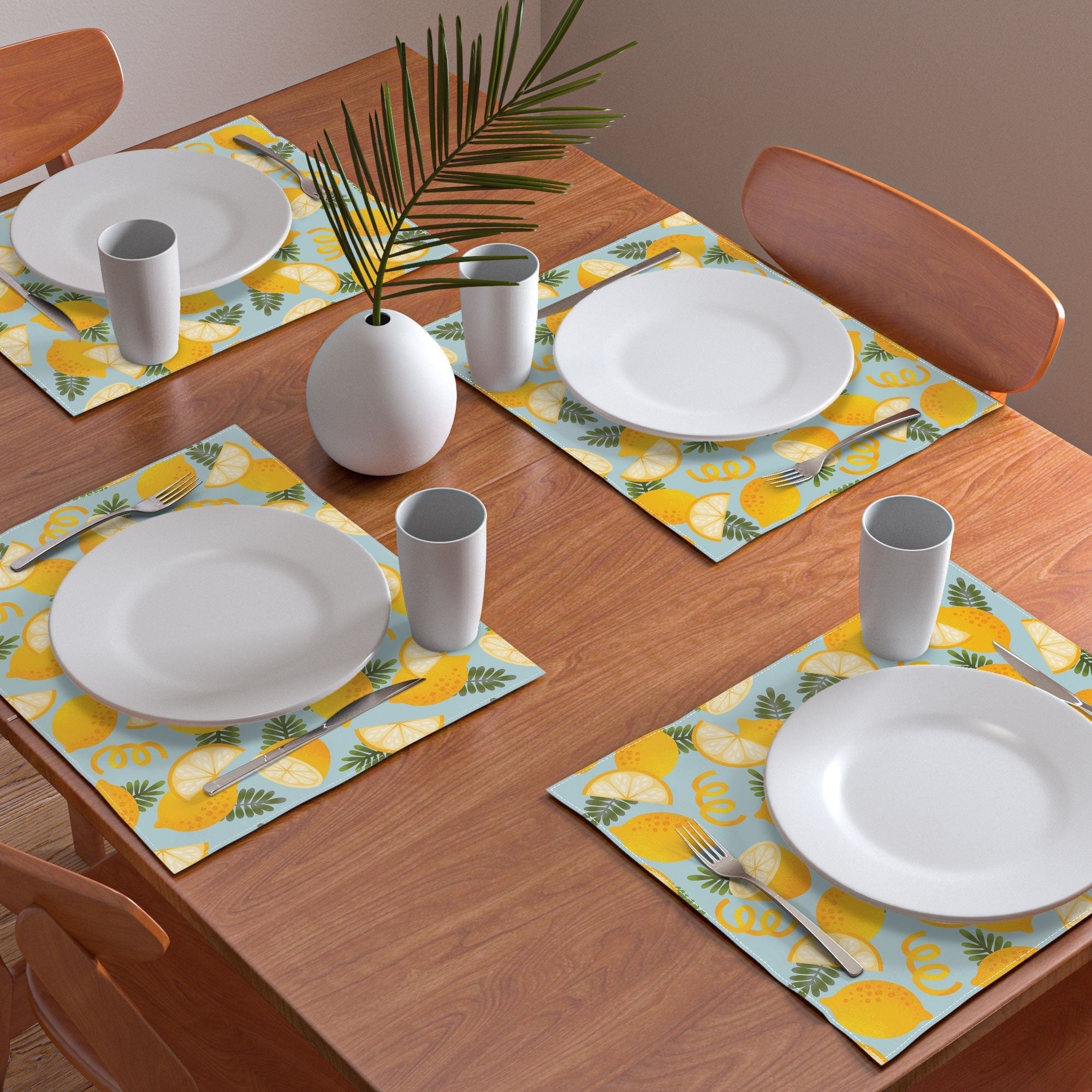 Jessica Molina Lemon Pattern on Sky Blue Placemat