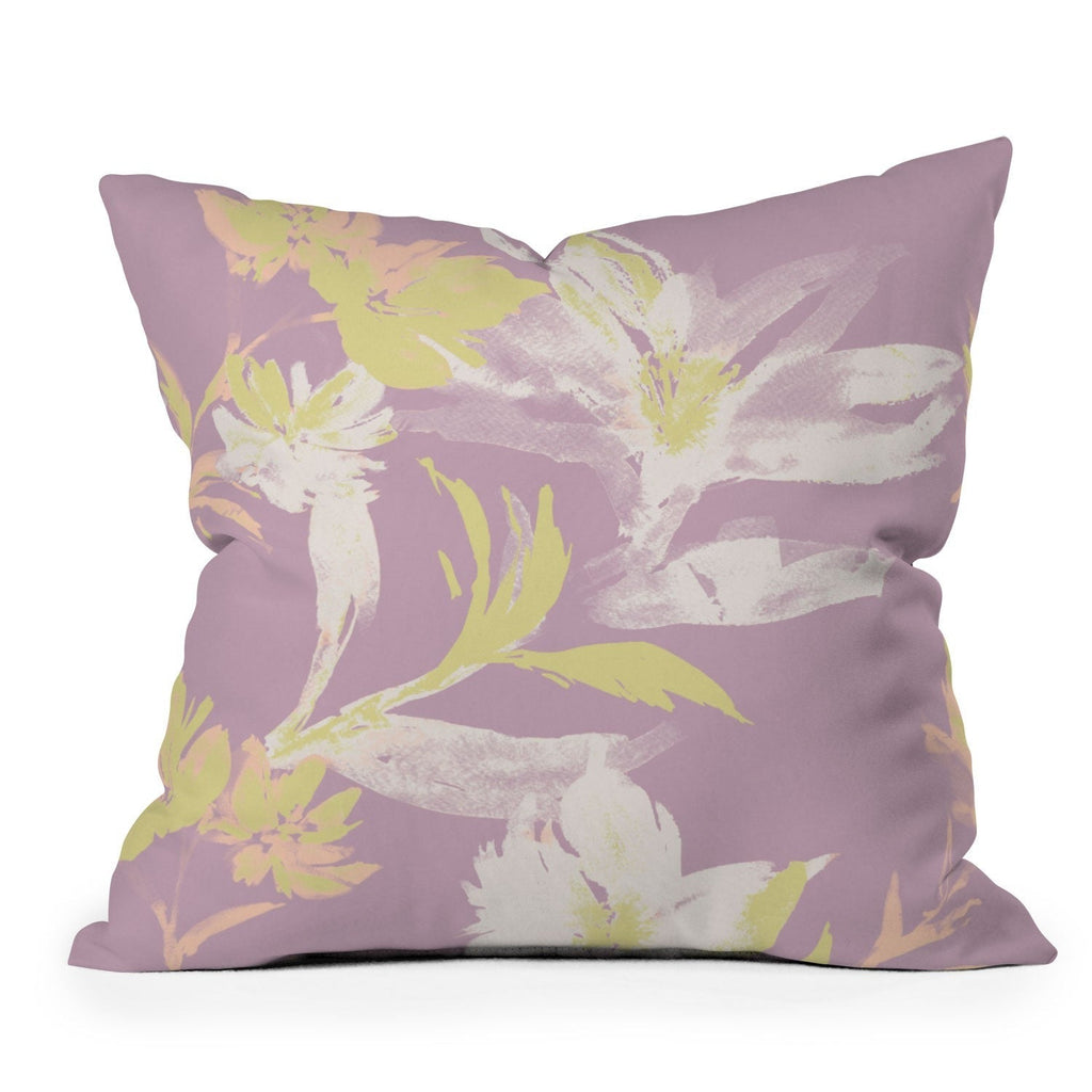 Gabriela Fuente Emma Lilac Floral Outdoor Throw Pillow