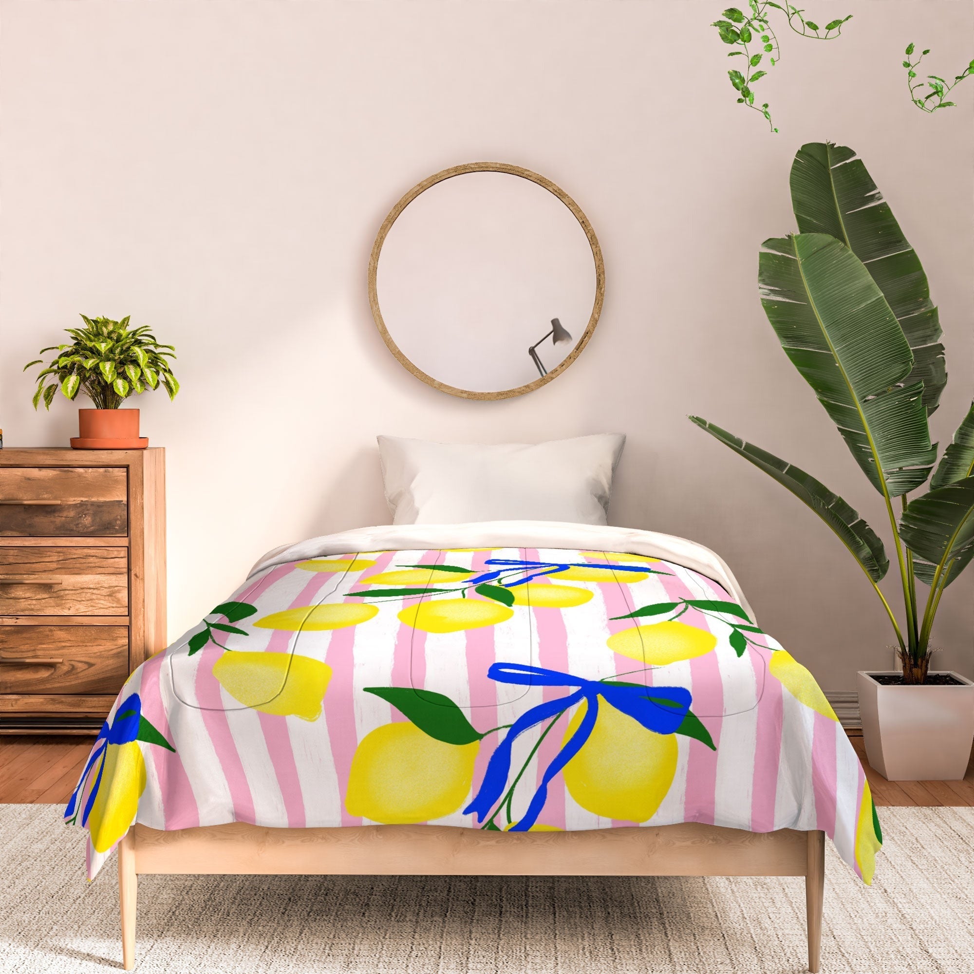 Design by Spark Zesty Lemons and Stripes Comforter