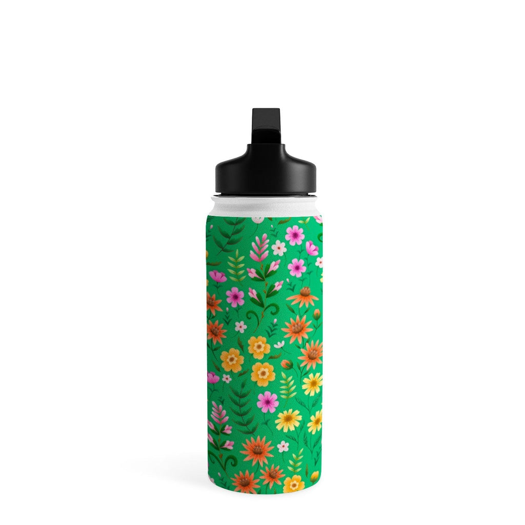 Pimlada Phuapradit Ditsy Spring Floral Green Water Bottle
