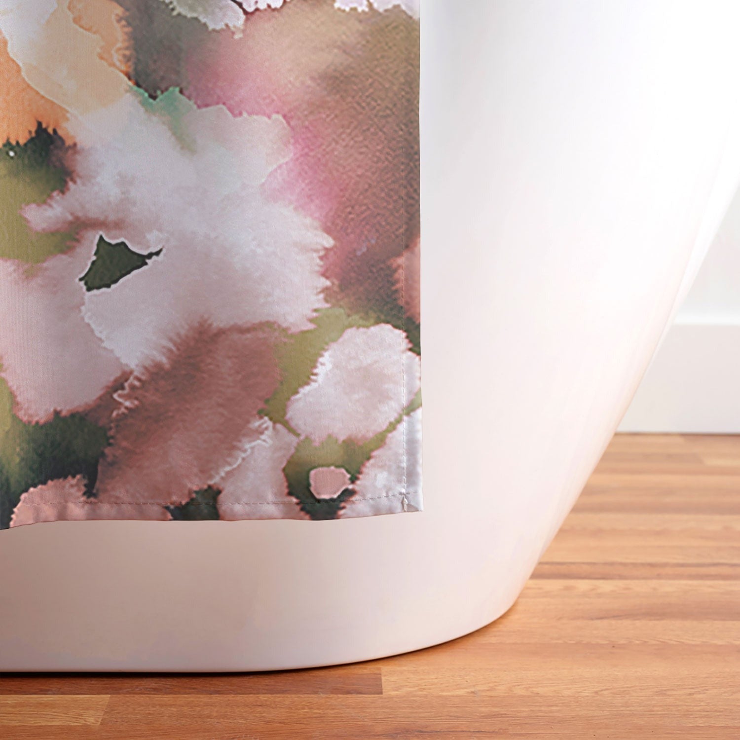 Ninola Design Botanic Retreat Ombre Abstract Watercolor Flowers Pink gold Shower Curtain