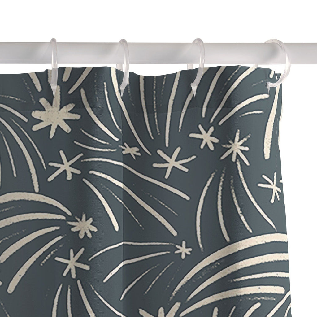Little Om Pattern Shooting Stars blue Shower Curtain