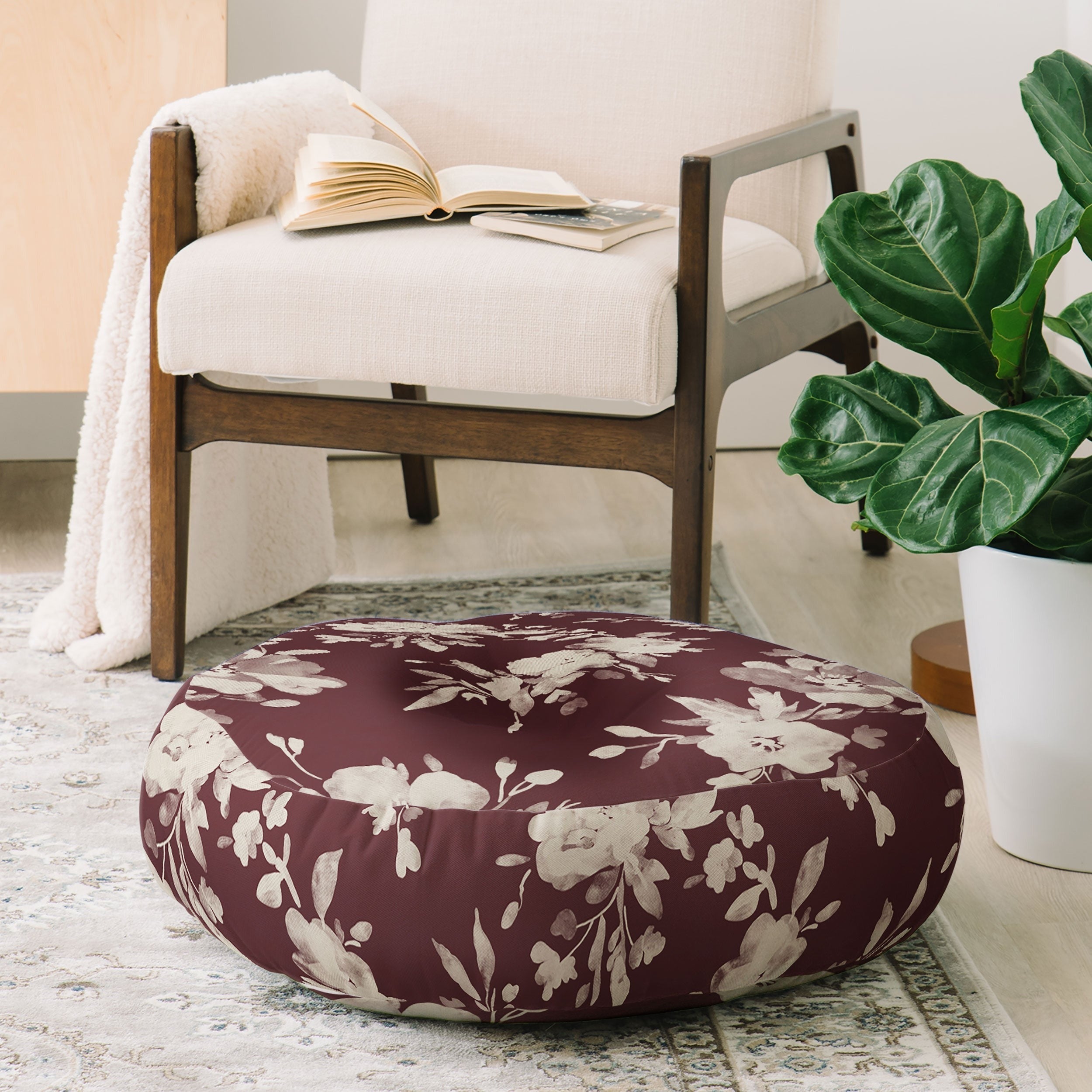 Marta Barragan Camarasa Antique Petal Romance Floor Pillow Round