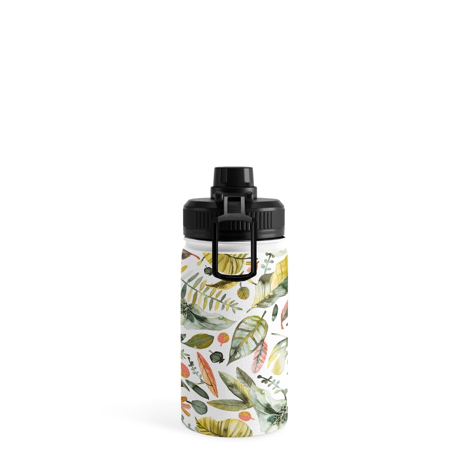 Ninola Design Botanic Retreat Tropical Jungle Leaves Botanical Green Orange Water Bottle