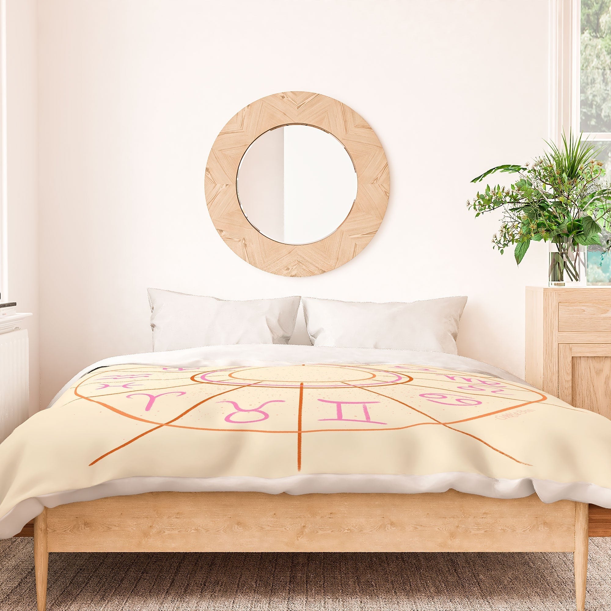 Little Om Zodiac Signs cream Duvet Cover