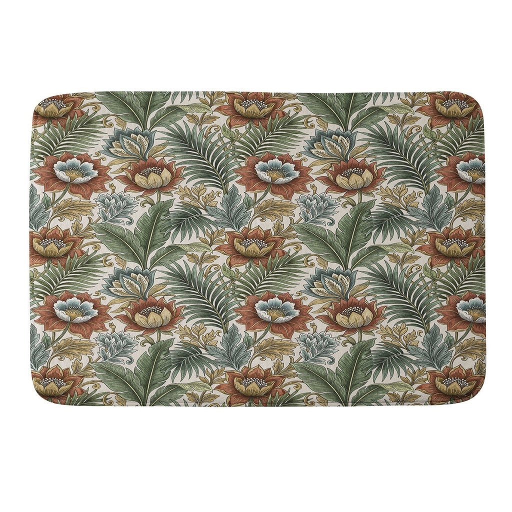 Marta Barragan Camarasa Retro Jungle Garden Memory Foam Bath Mat