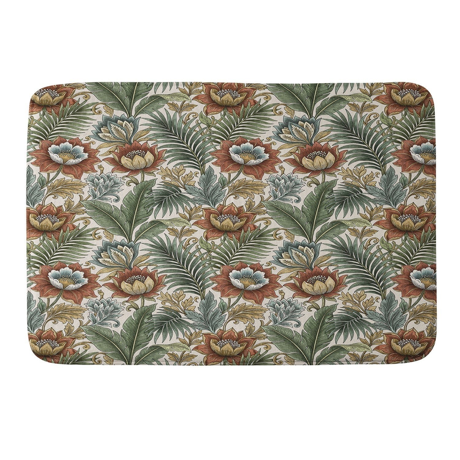 Marta Barragan Camarasa Retro Jungle Garden Memory Foam Bath Mat