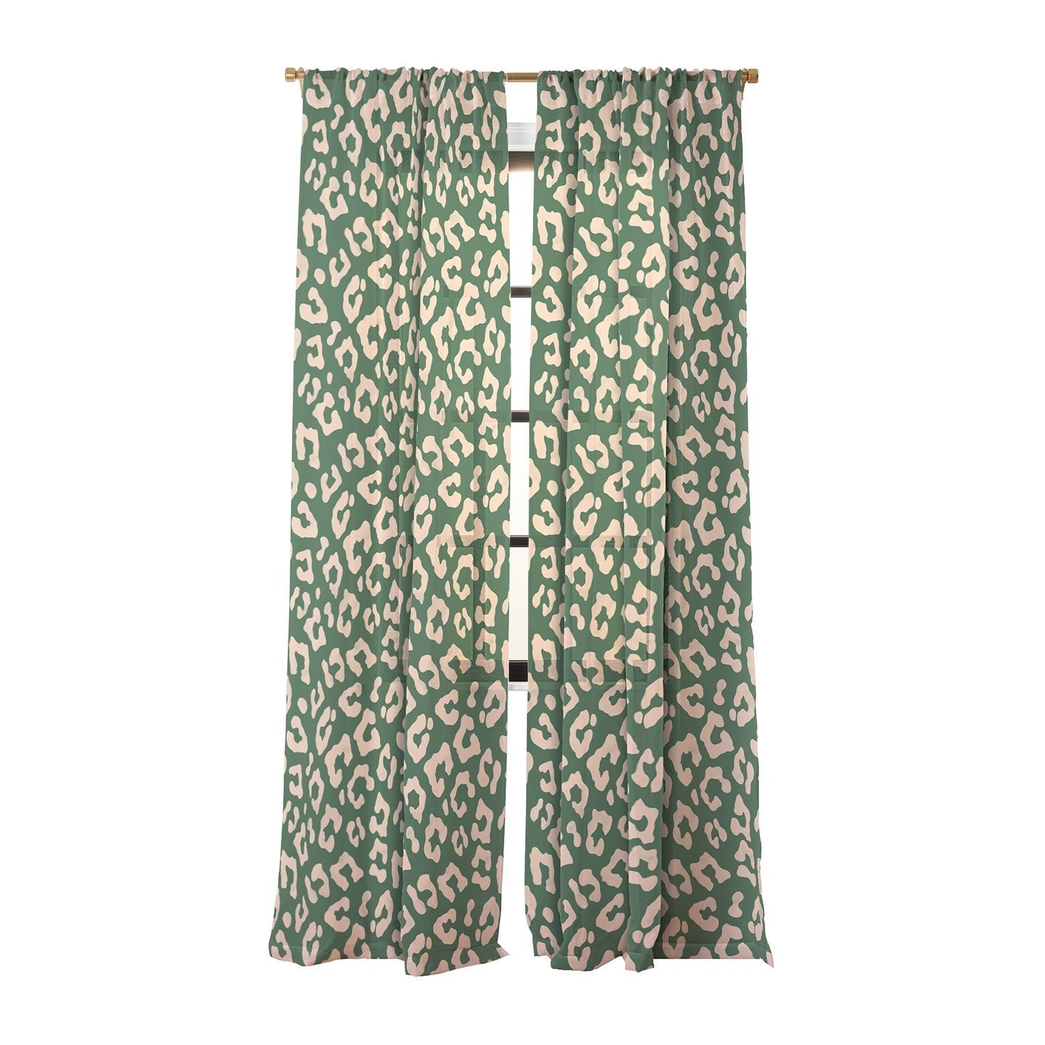 Avenie BR Cheetah Print In Green Sheer Non Repeat