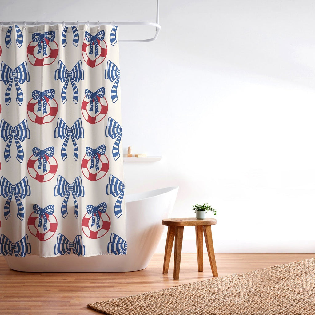 Design by Spark Nautical Christmas Bows Shower Curtain