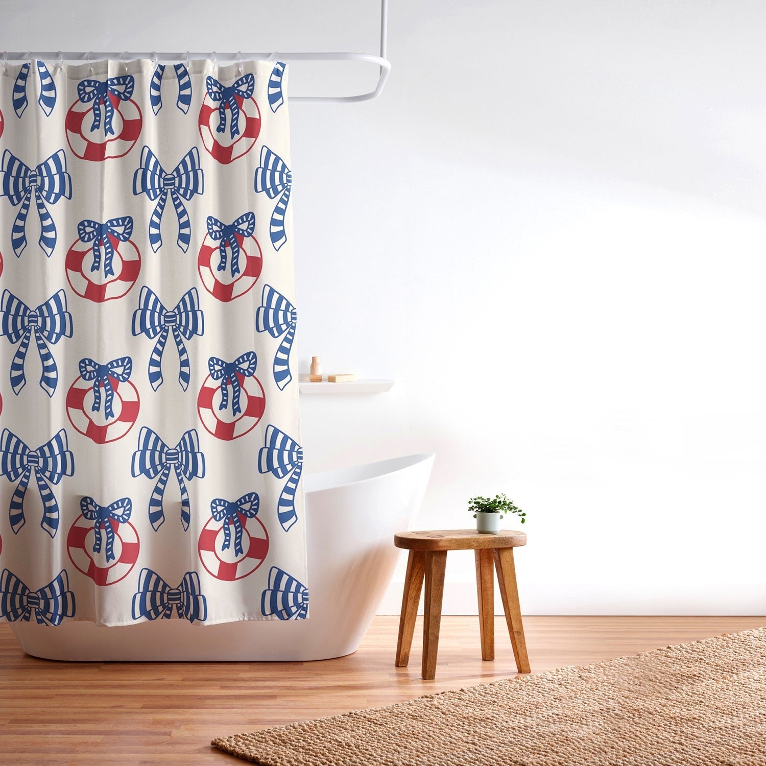 Design by Spark Nautical Christmas Bows Shower Curtain