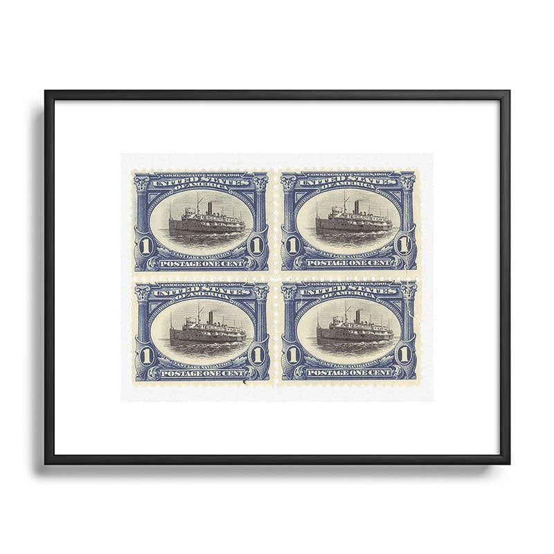DENY Designs 1901 1c Fast Lake Navigation Stamps Metal Framed Art Print