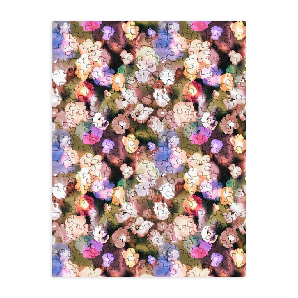 Ninola Design Botanic Retreat Ombre Abstract Watercolor Flowers Pink gold Puzzle