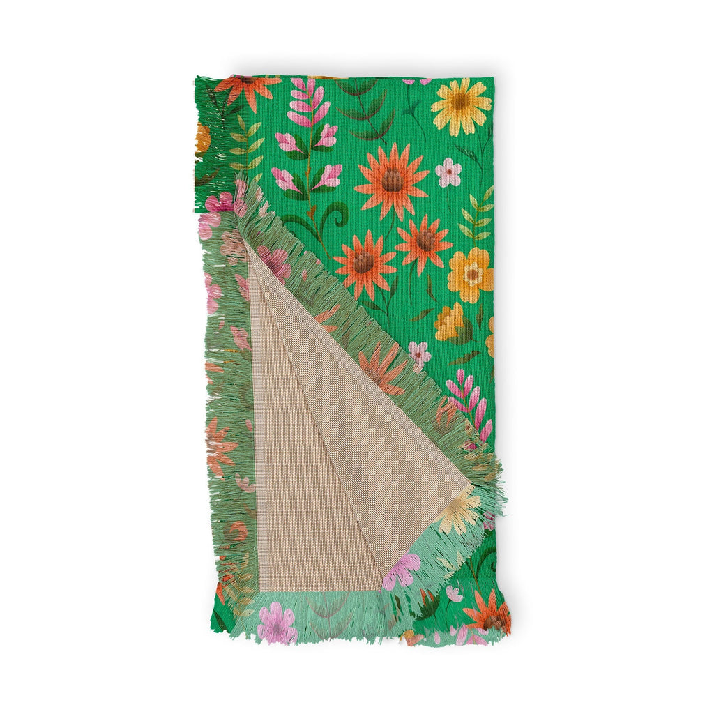 Pimlada Phuapradit Ditsy Spring Floral Green Throw Blanket