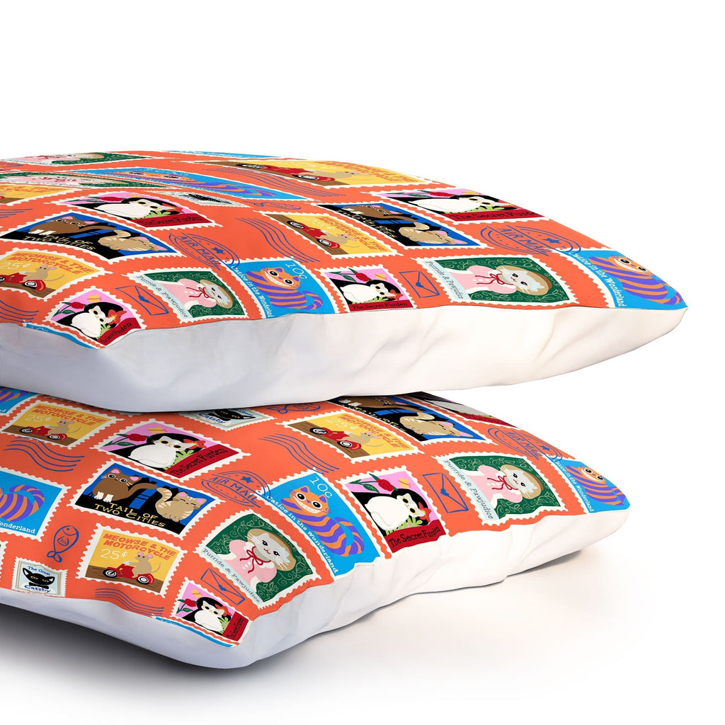 Design by Spark Classic Book Cat Stamps Pillow Shams
