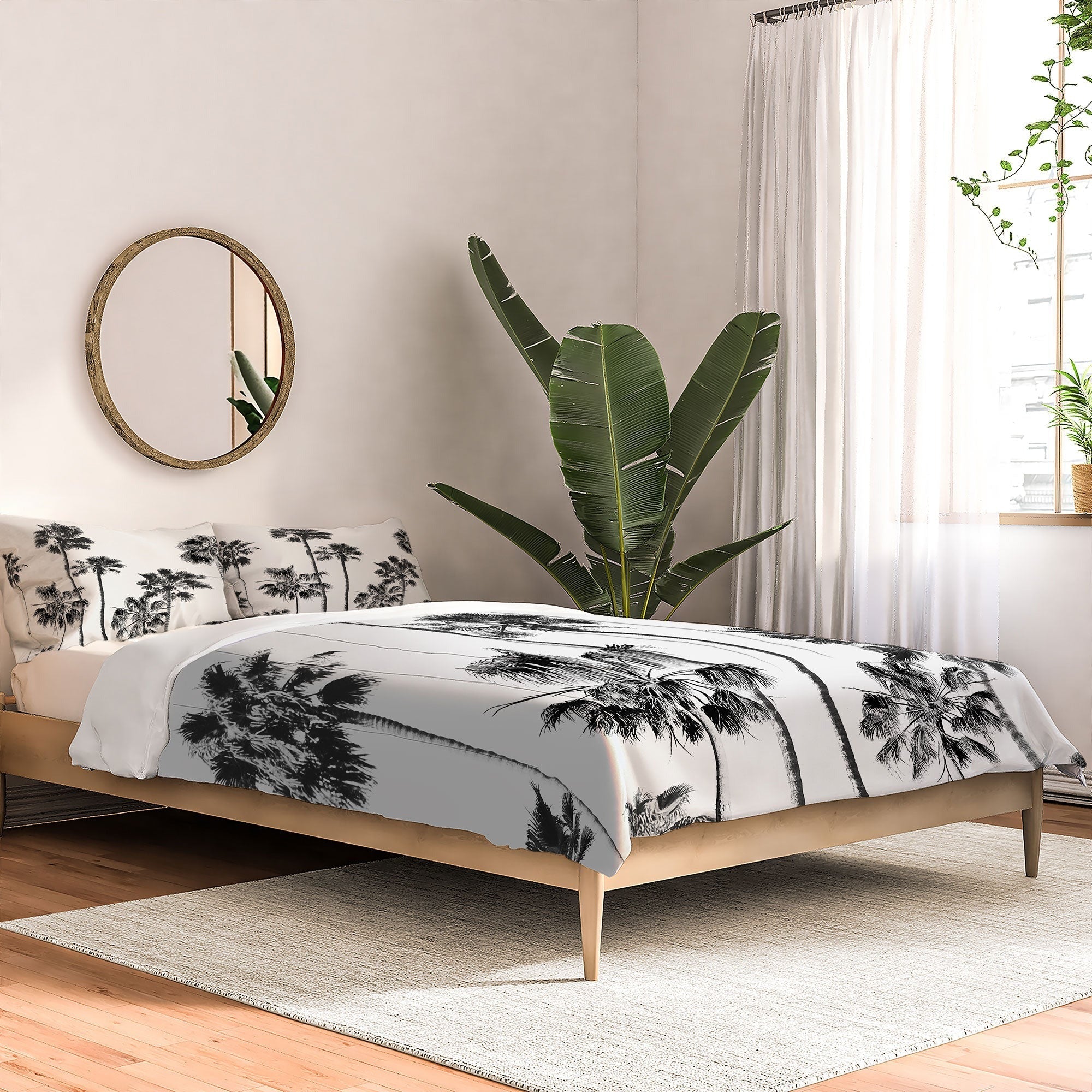 Gal Design Black And White Palms Comforter