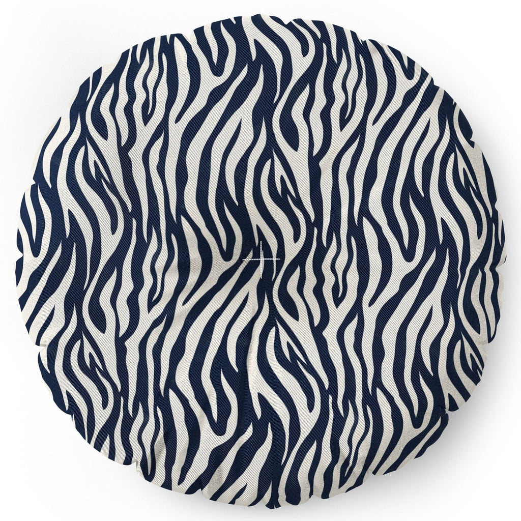 Avenie BR Navy Tiger Stripes Floor Pillow Round