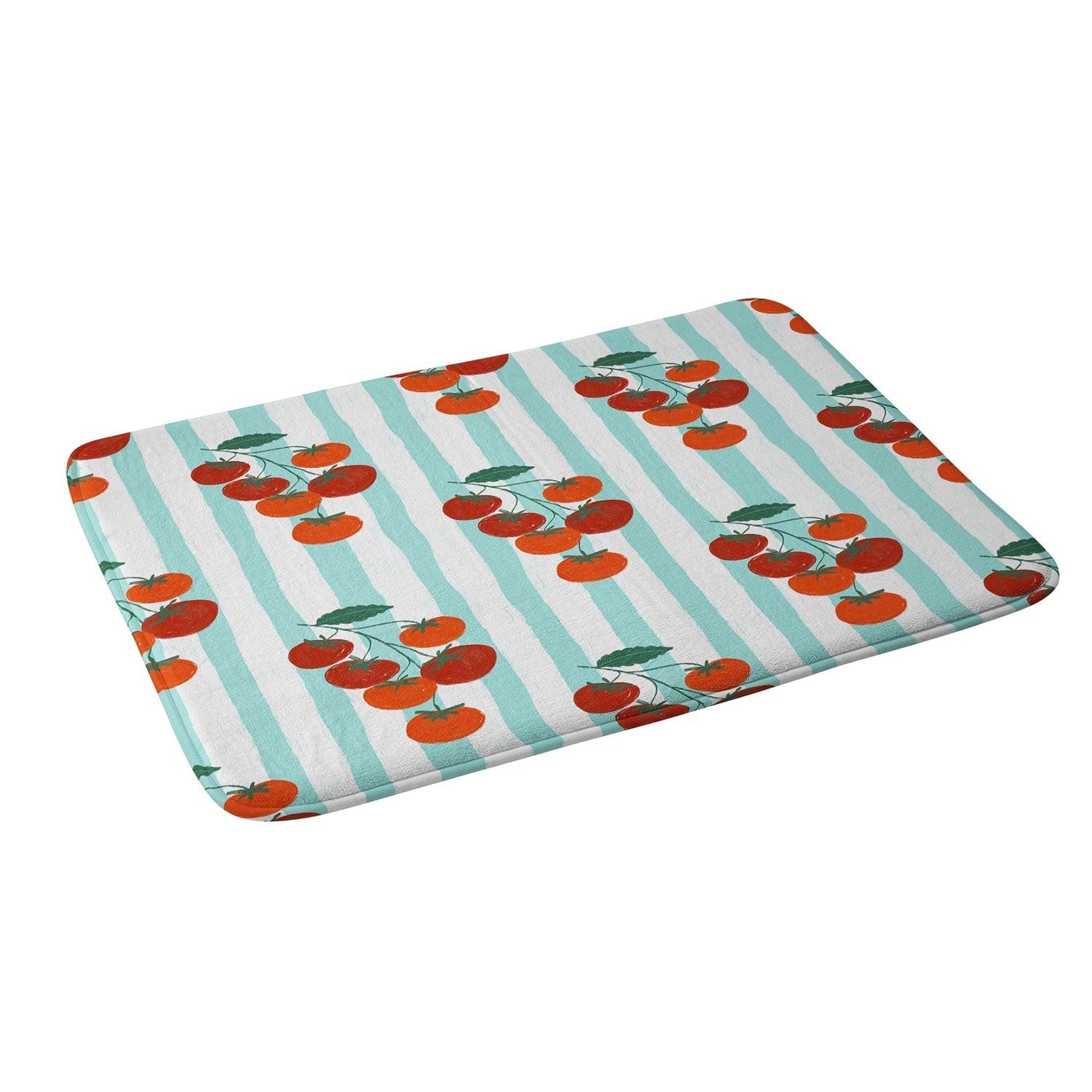 Design by Spark Zesty Tomatoes and Stripes Memory Foam Bath Mat