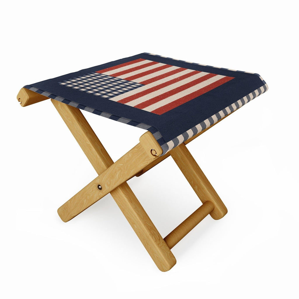 DENY Designs Gingham Flag Folding Stool