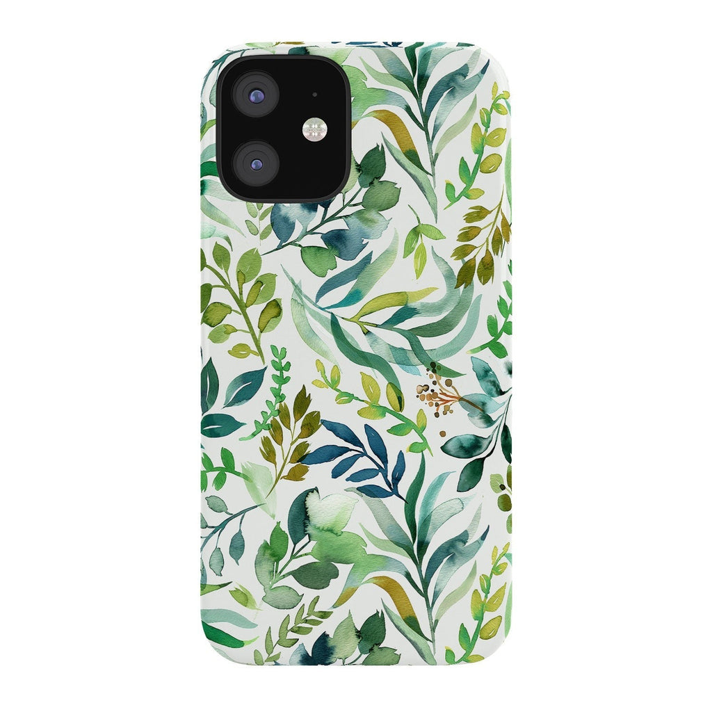Ninola Design Botanic Retreat Loose Botanical Leaves Watercolor Green Phone Case
