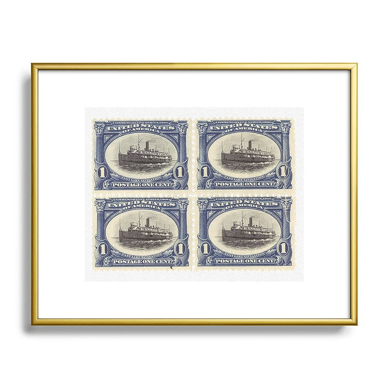 DENY Designs 1901 1c Fast Lake Navigation Stamps Metal Framed Art Print