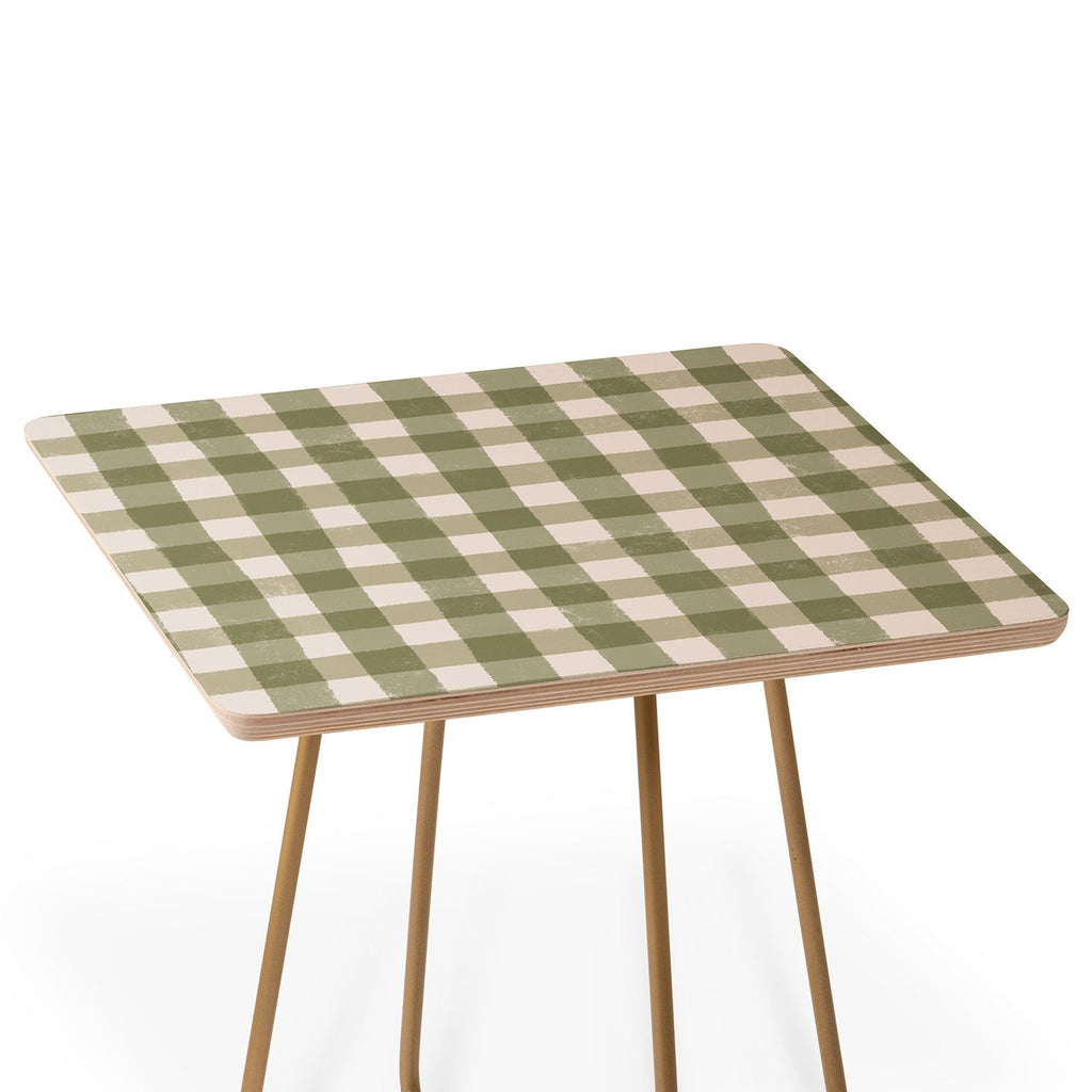Menina Lisboa Rustic Green Plaid Side Table