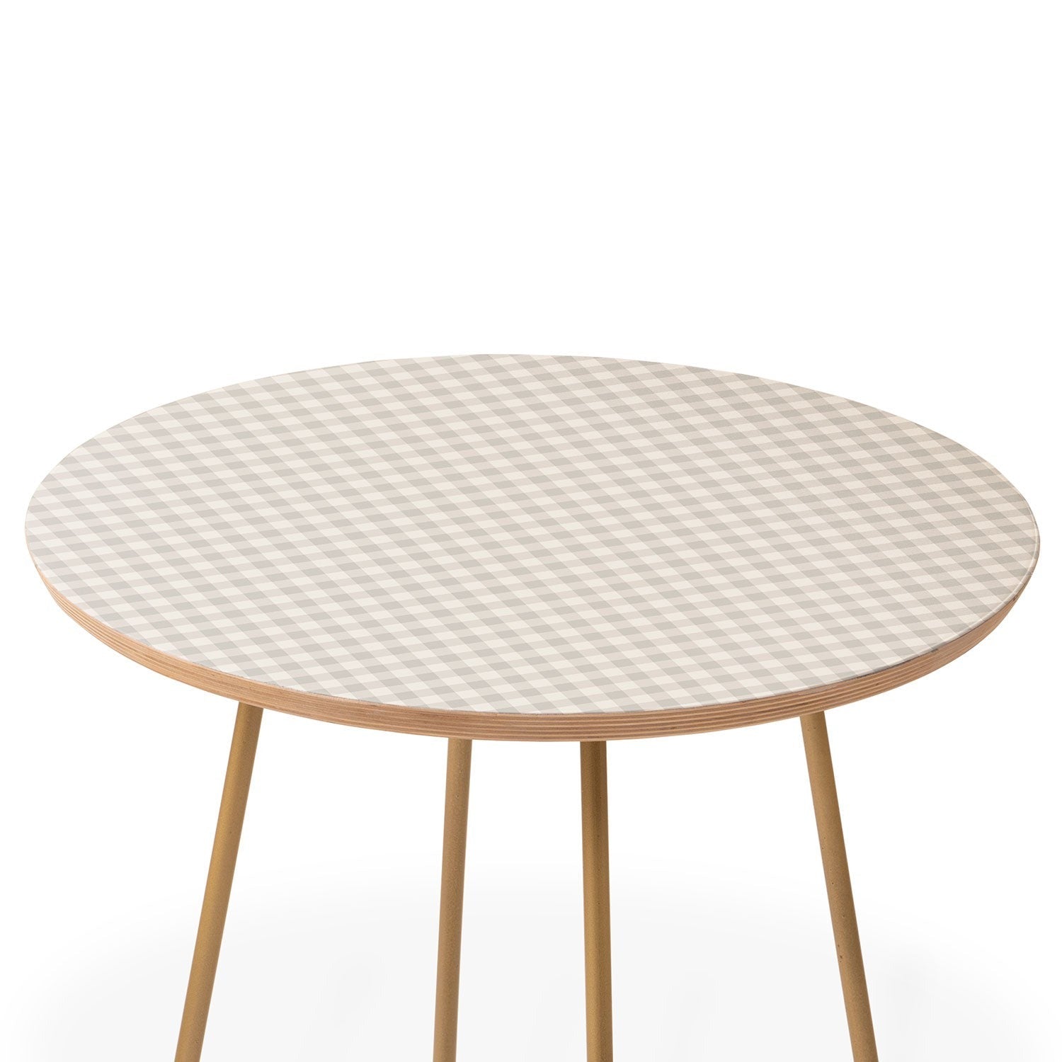 Colour Poems Gingham Plaid Pattern Cloud White Round Side Table