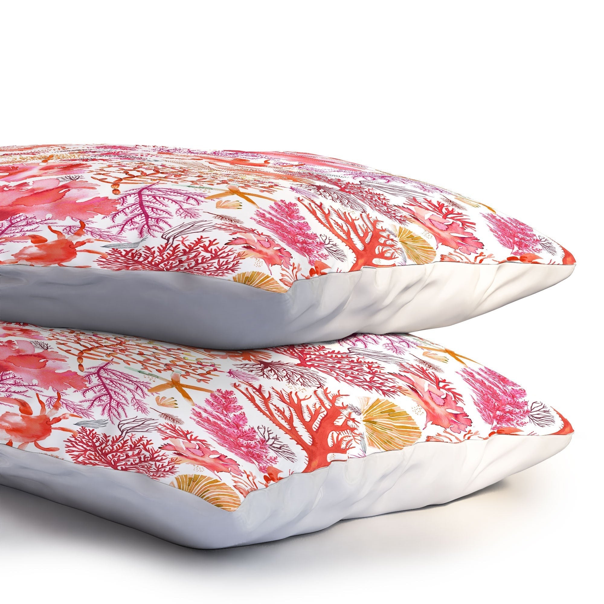 Ninola Design Botanic Retreat Coral Reef Crab Lobster Red Pillow Shams