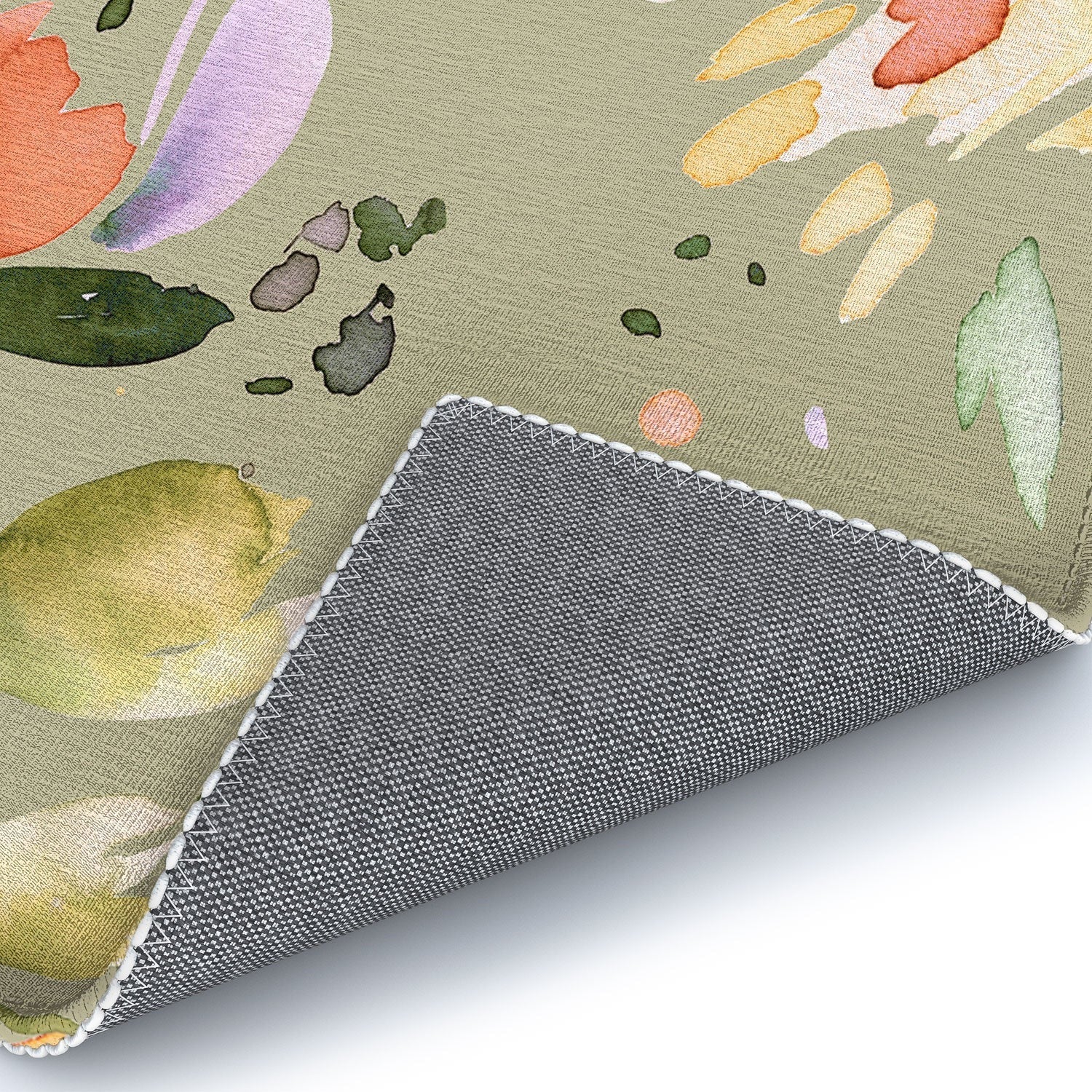 Ninola Design Botanic Retreat Painterly Tropical Flowers Sage Green Area Rug