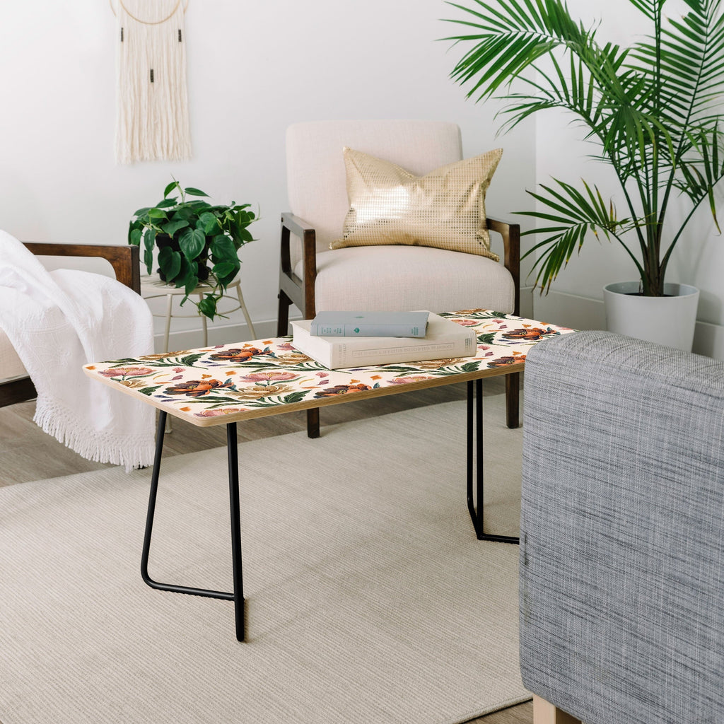 Marta Barragan Camarasa Hand Painted Peony Florals Coffee Table