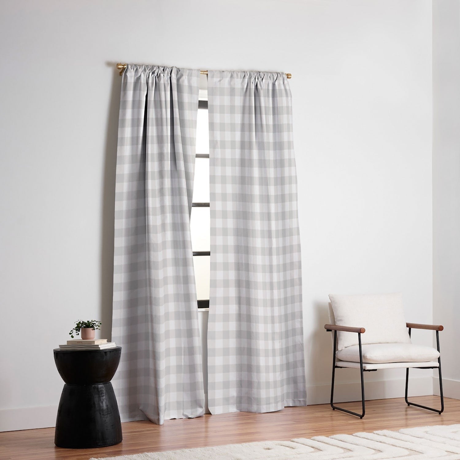 Colour Poems Gingham Plaid Pattern Cloud White Blackout Window Curtain
