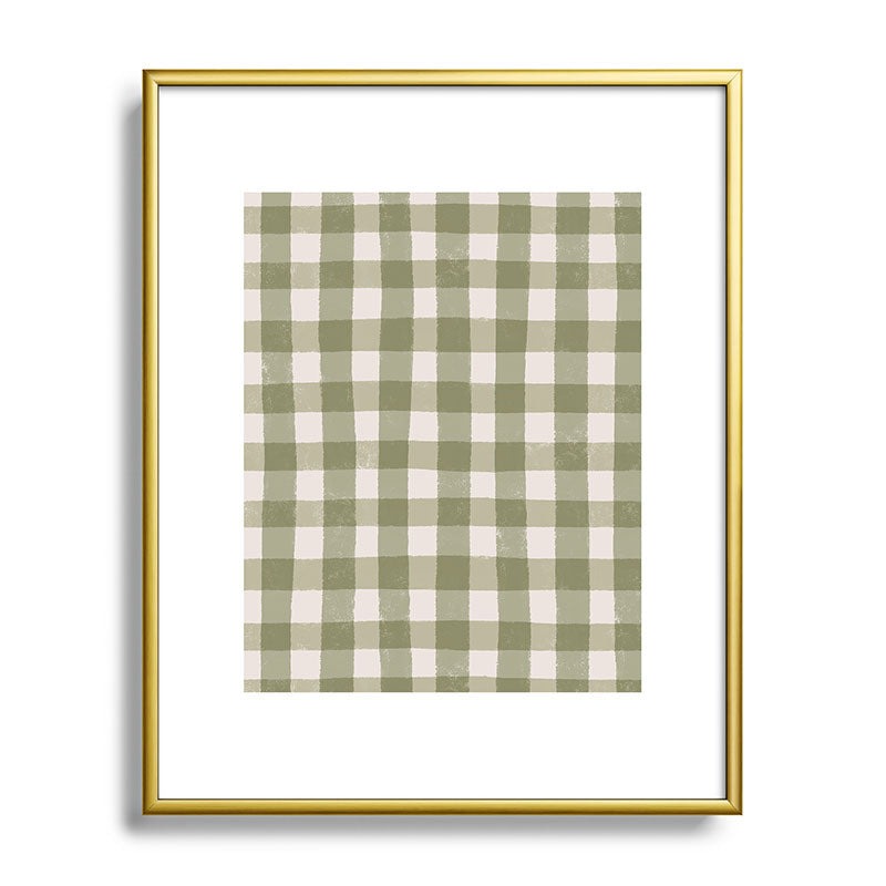 Menina Lisboa Rustic Green Plaid Metal Framed Art Print