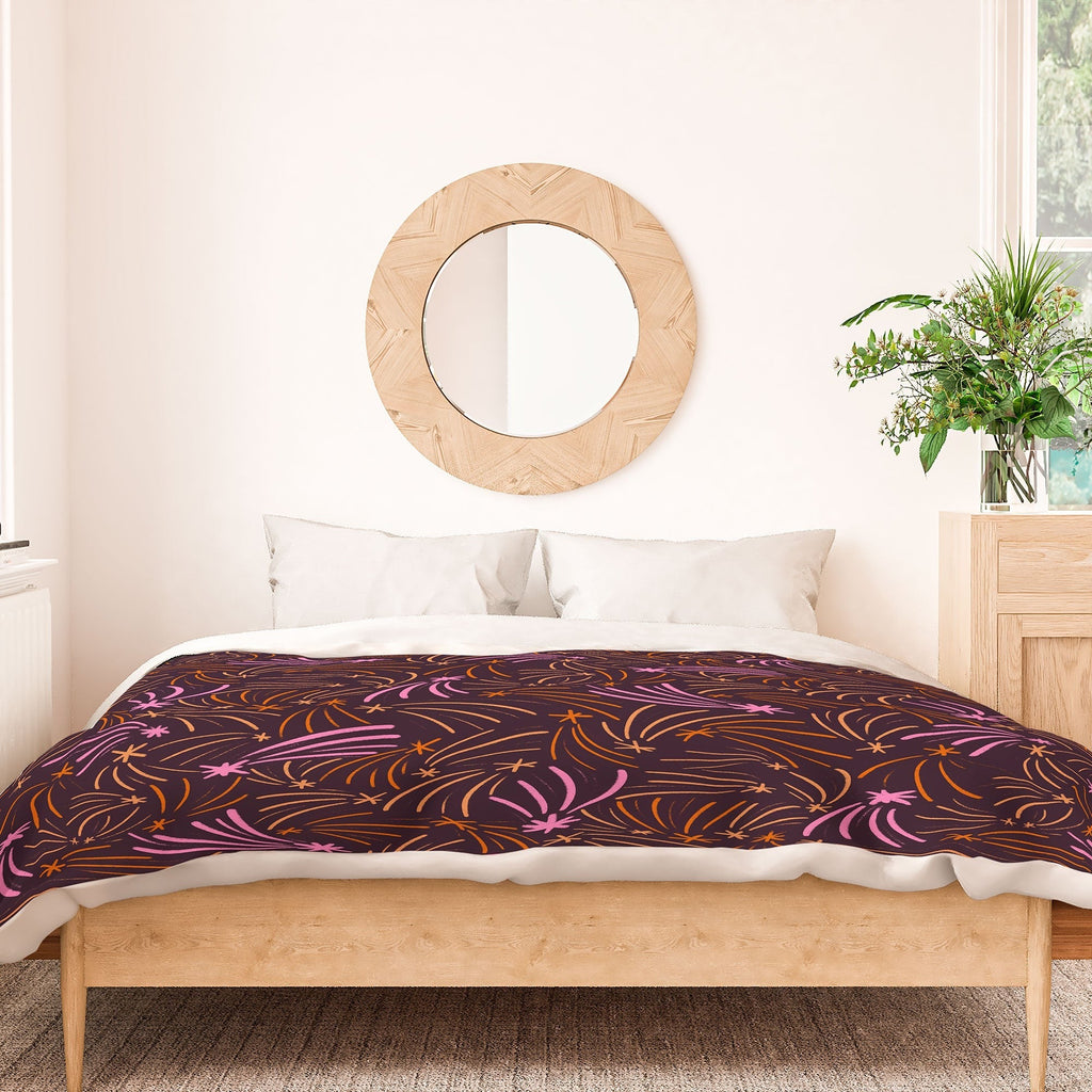 Little Om Pattern Shooting Stars plum Duvet Cover