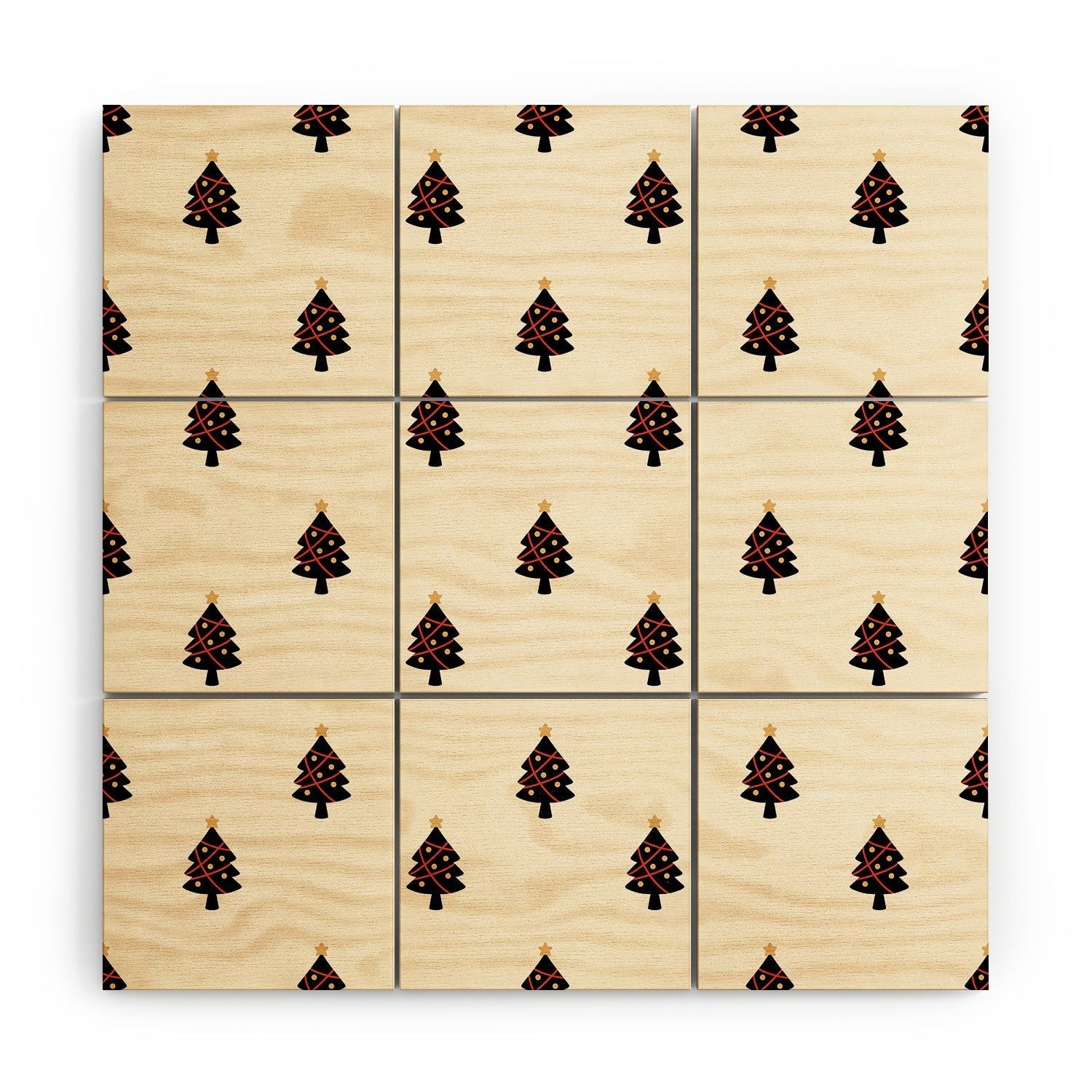 Design by Spark Black And Gold Christmas Tree Wood Wall Mural
