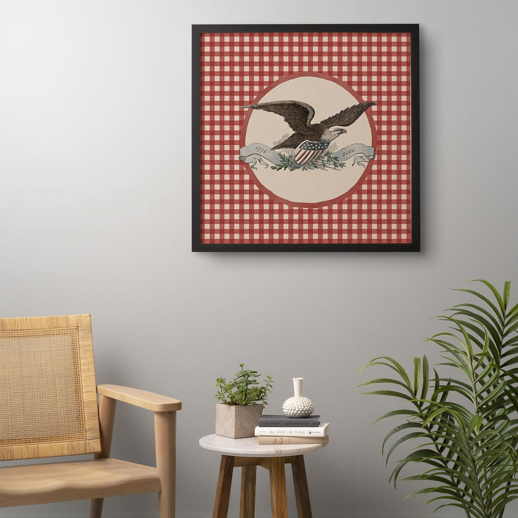 DENY Designs Gingham Eagle Framed Wall Art