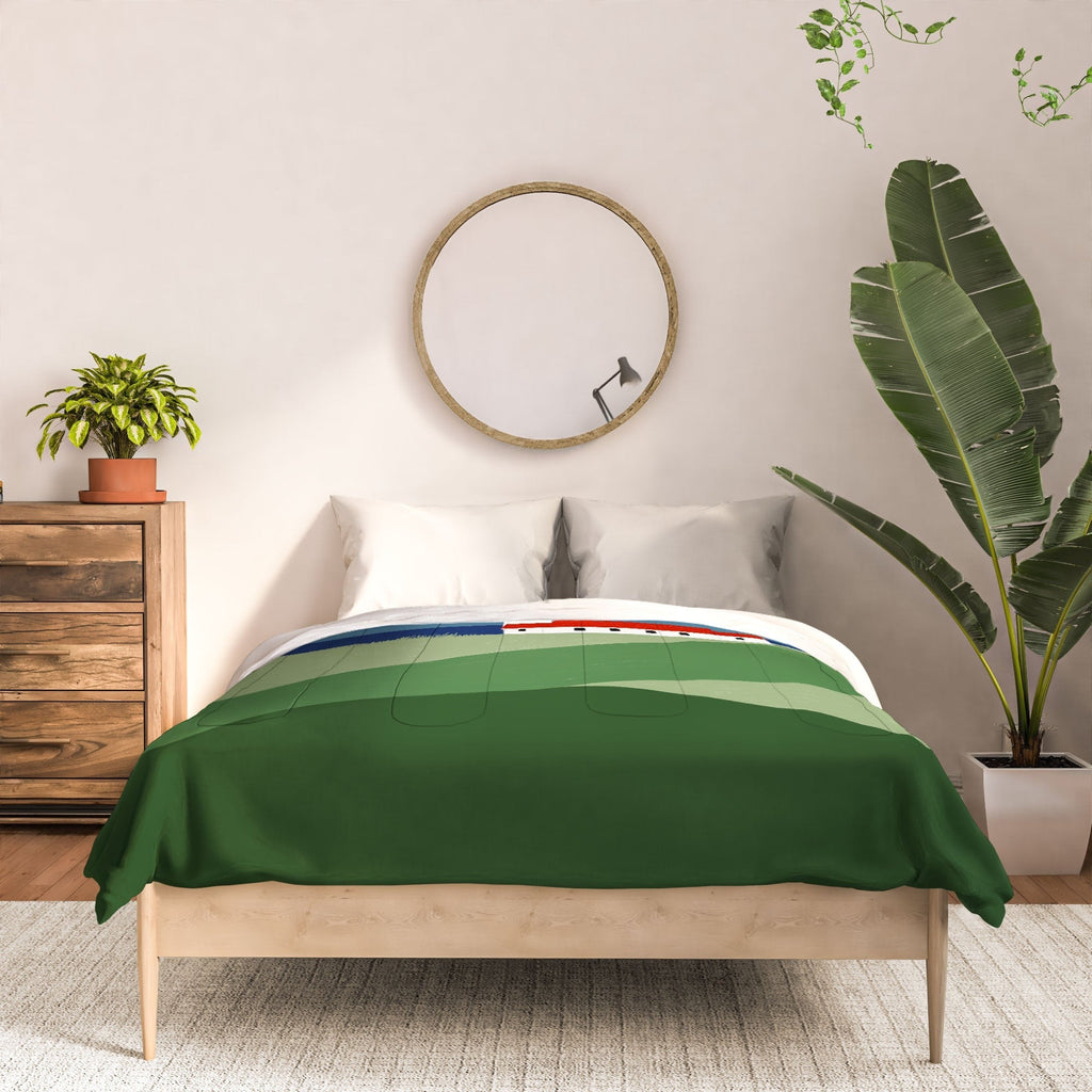 Valeria Frustaci Red roof in Iceland Comforter