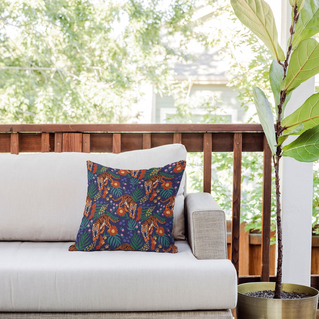 Design by Spark Tiger of the Glorious Jungle Outdoor Throw Pillow