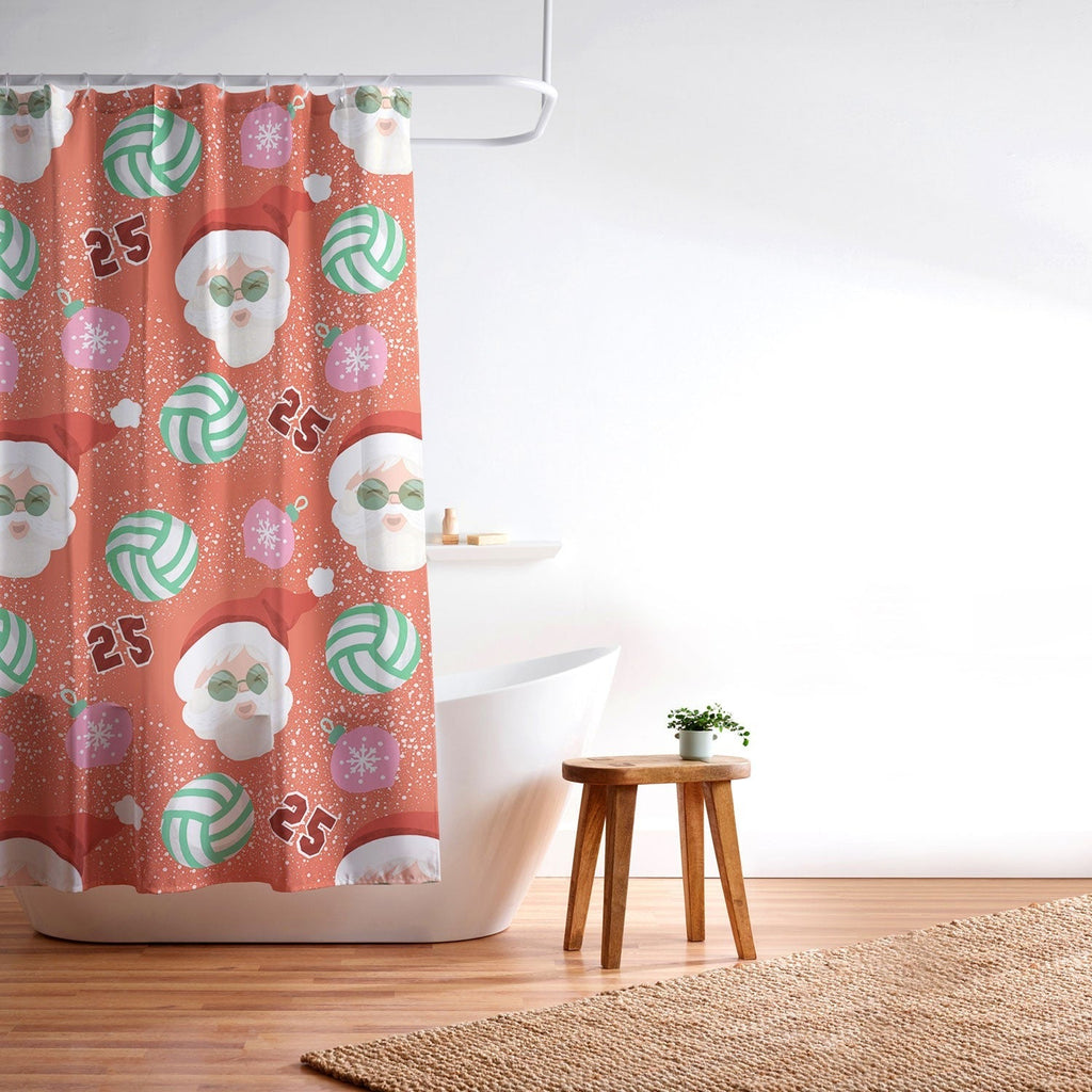 Design by Spark Sporty Volleyball Santa Shower Curtain
