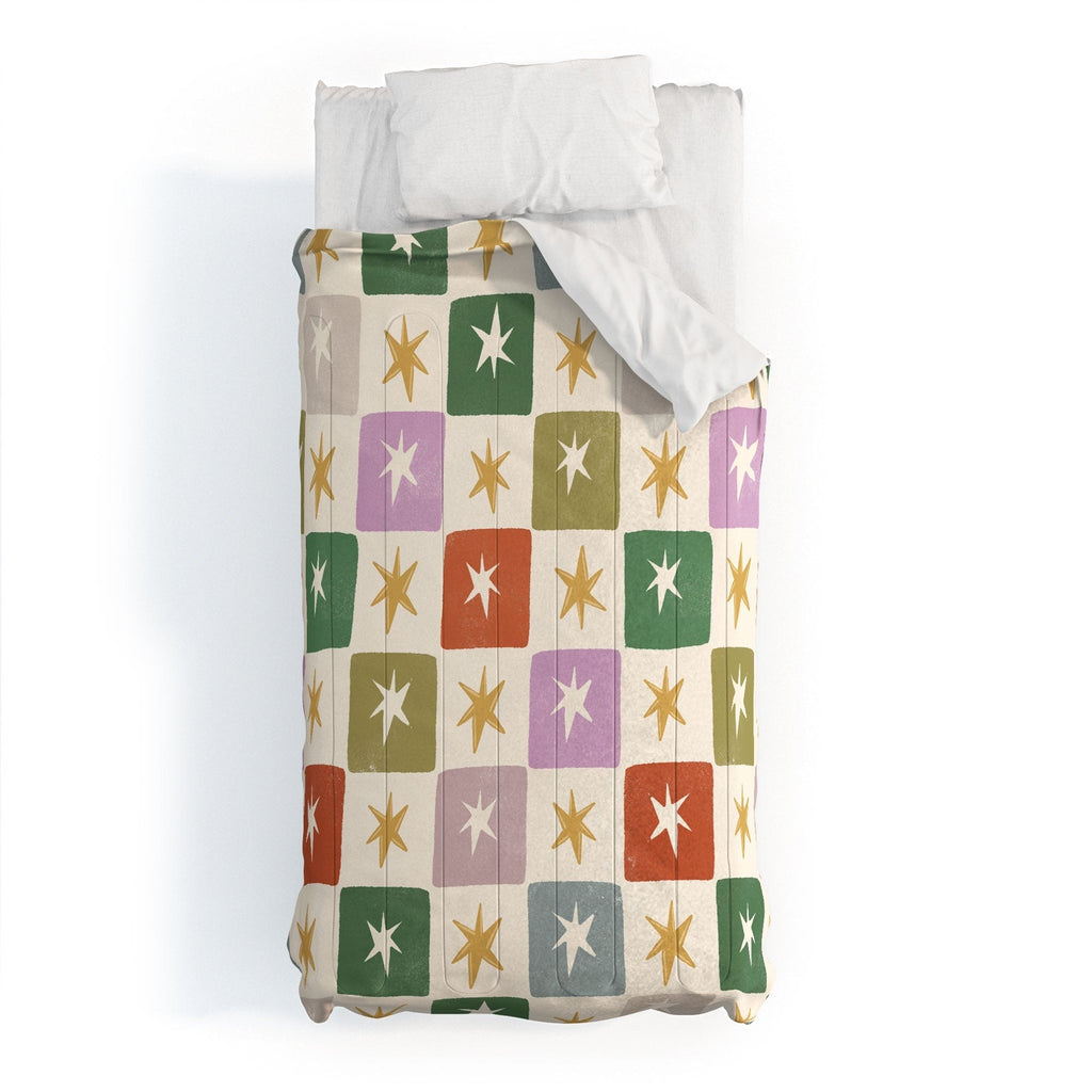 LouBruzzoni Retro Star Block Pattern Comforter