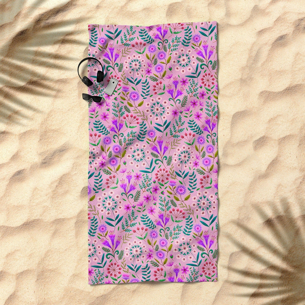 Pimlada Phuapradit Ditsy Purple Floral Half Drop Beach Towel