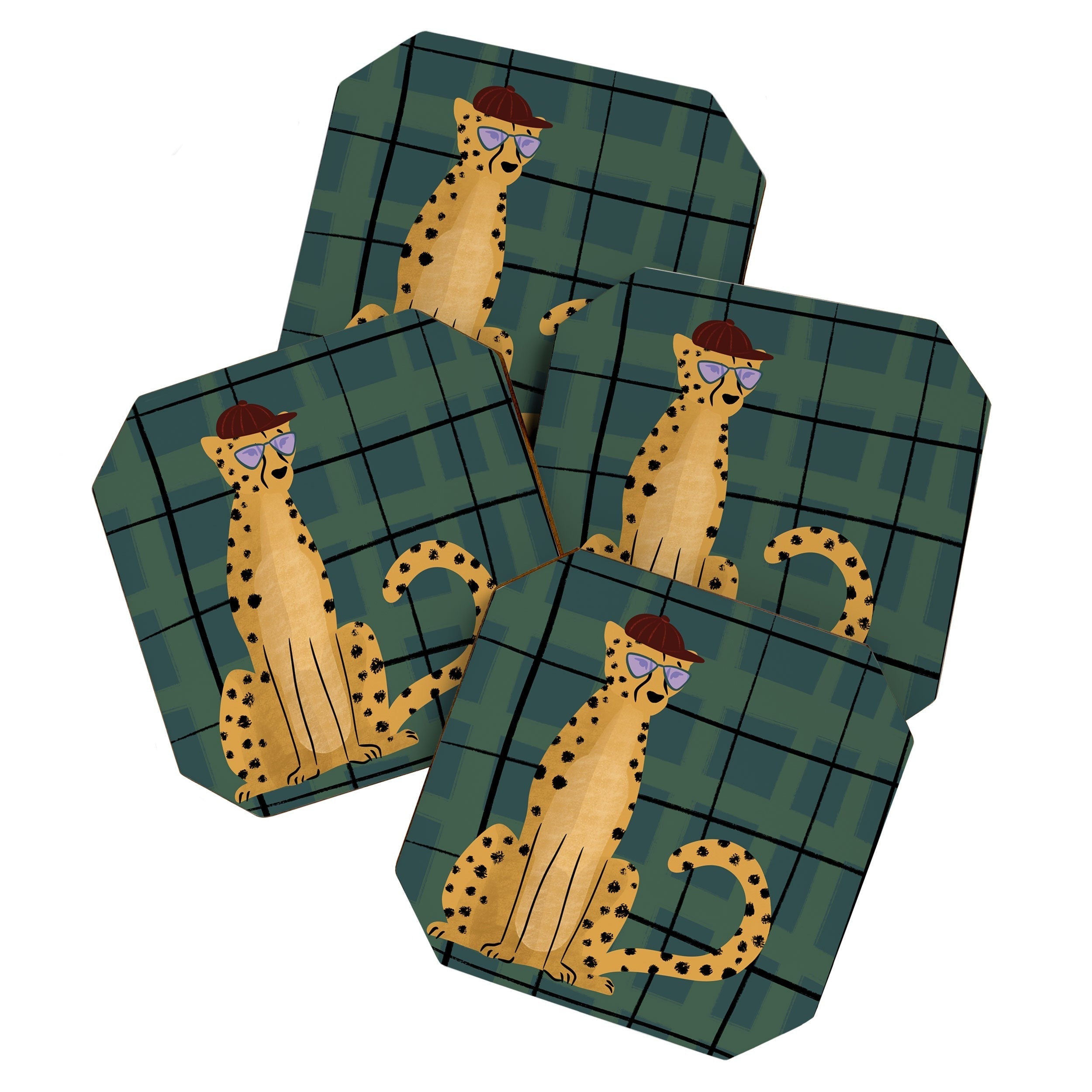 Design by Spark Cheetah Cool Cat Coaster Set