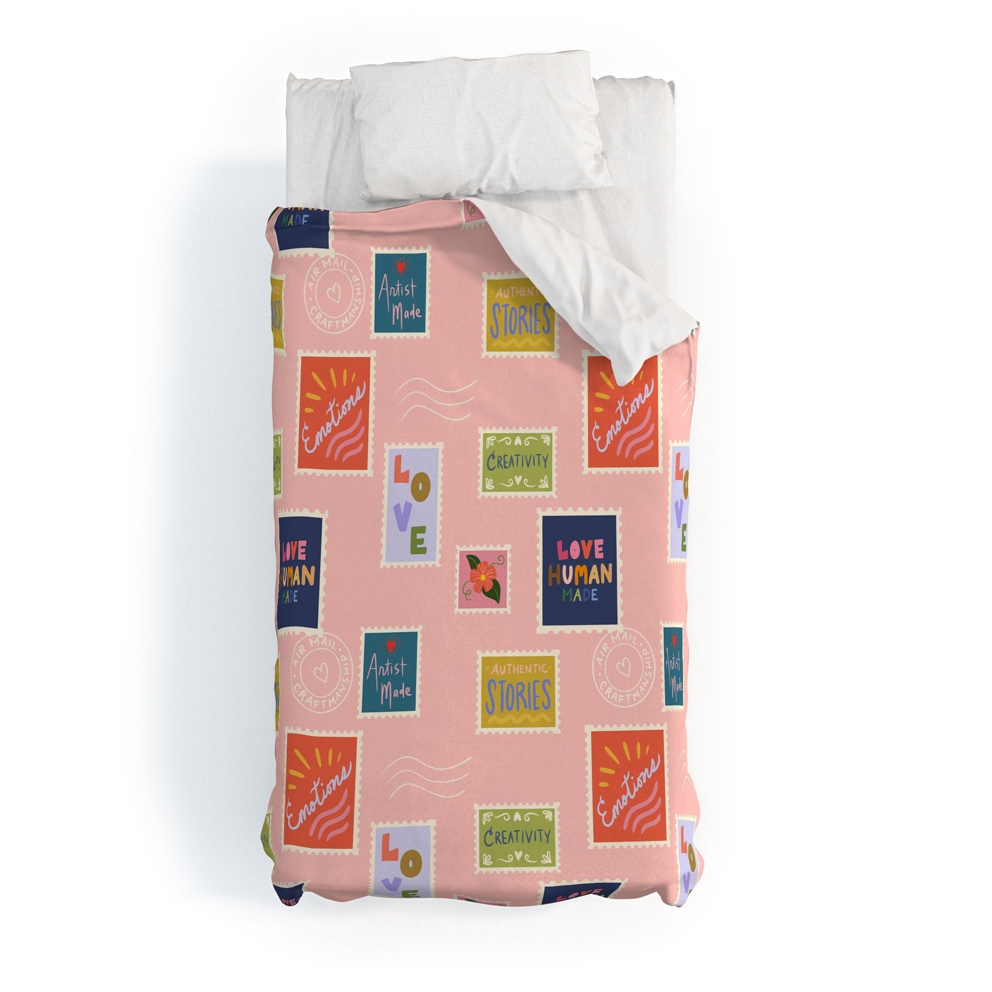 Design by Spark Love Human Made Stamps Duvet Cover